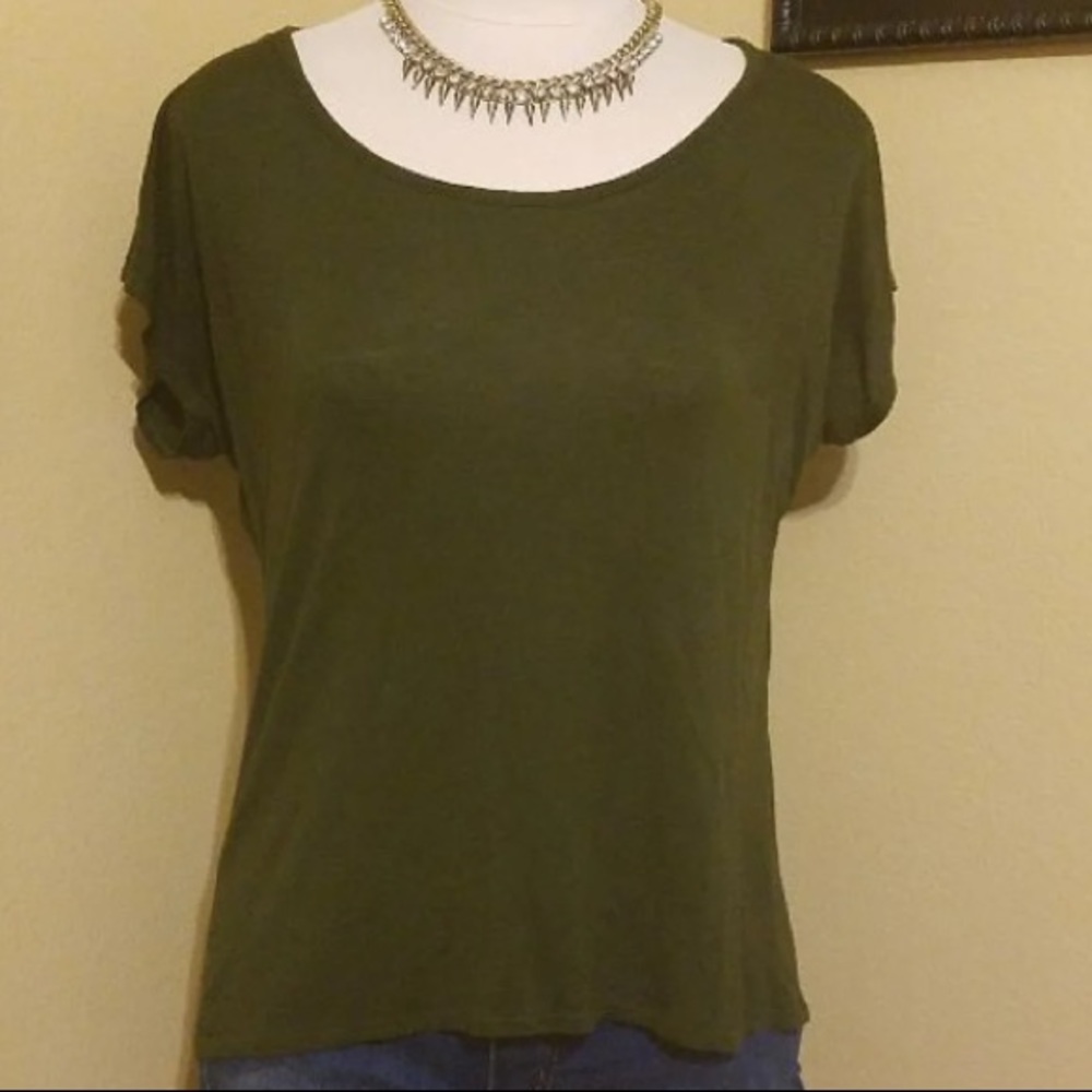 Green top with back zipper